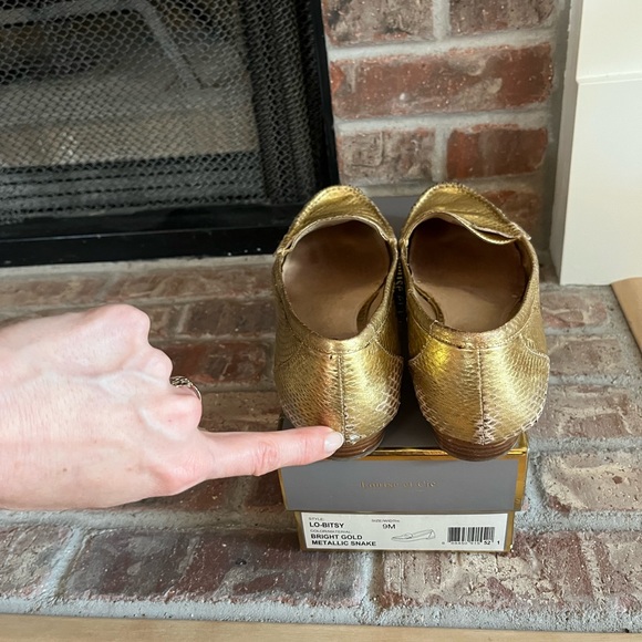 💗Louise Et Cie Gold Metallic Snake Embossed Leather Penny Loafers - size 9. - Picture 14 of 14